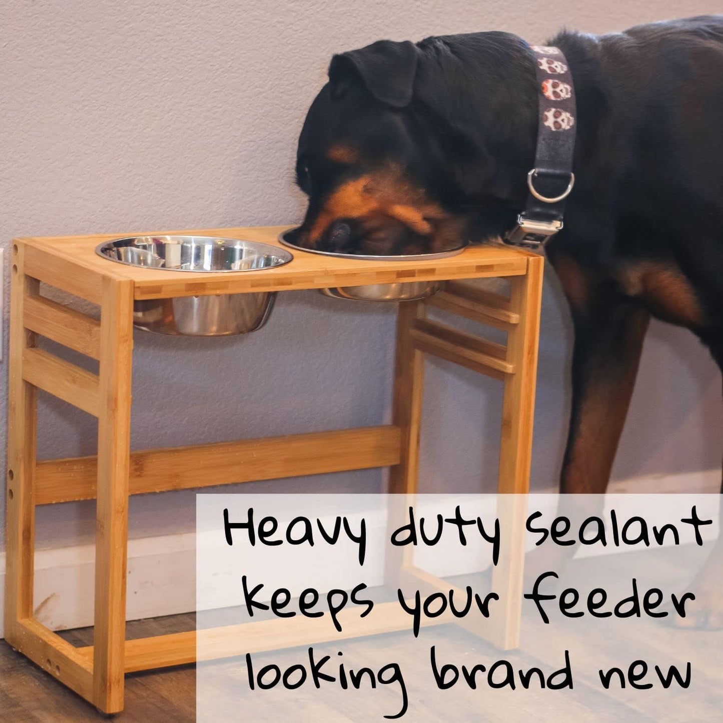 Adjustable Pet Dog Feeder, 12", 14" or 16" Tall Raised Dog Bowl Stand, Comes with Four Stainless Steel Dog Bowls