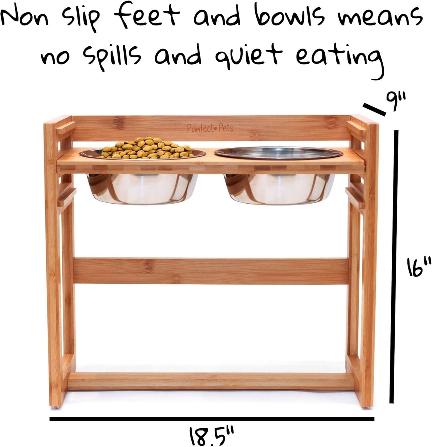 Adjustable Pet Dog Feeder, 12", 14" or 16" Tall Raised Dog Bowl Stand, Comes with Four Stainless Steel Dog Bowls
