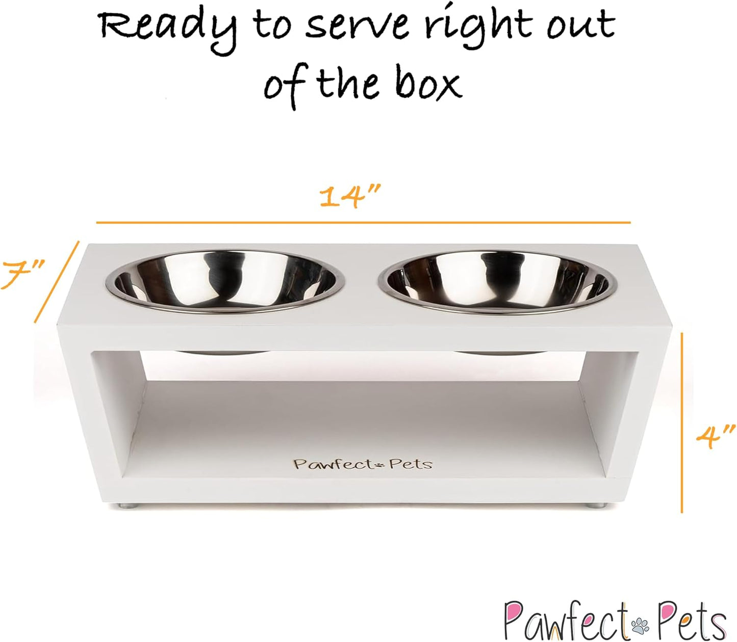 4” Raised Dog Bowls for Small Dogs and Cats. Elevated Dog Bowl Stand by Pawfect Pets. Pet Feeder Comes with Four Stainless Steel Dog Bowls
