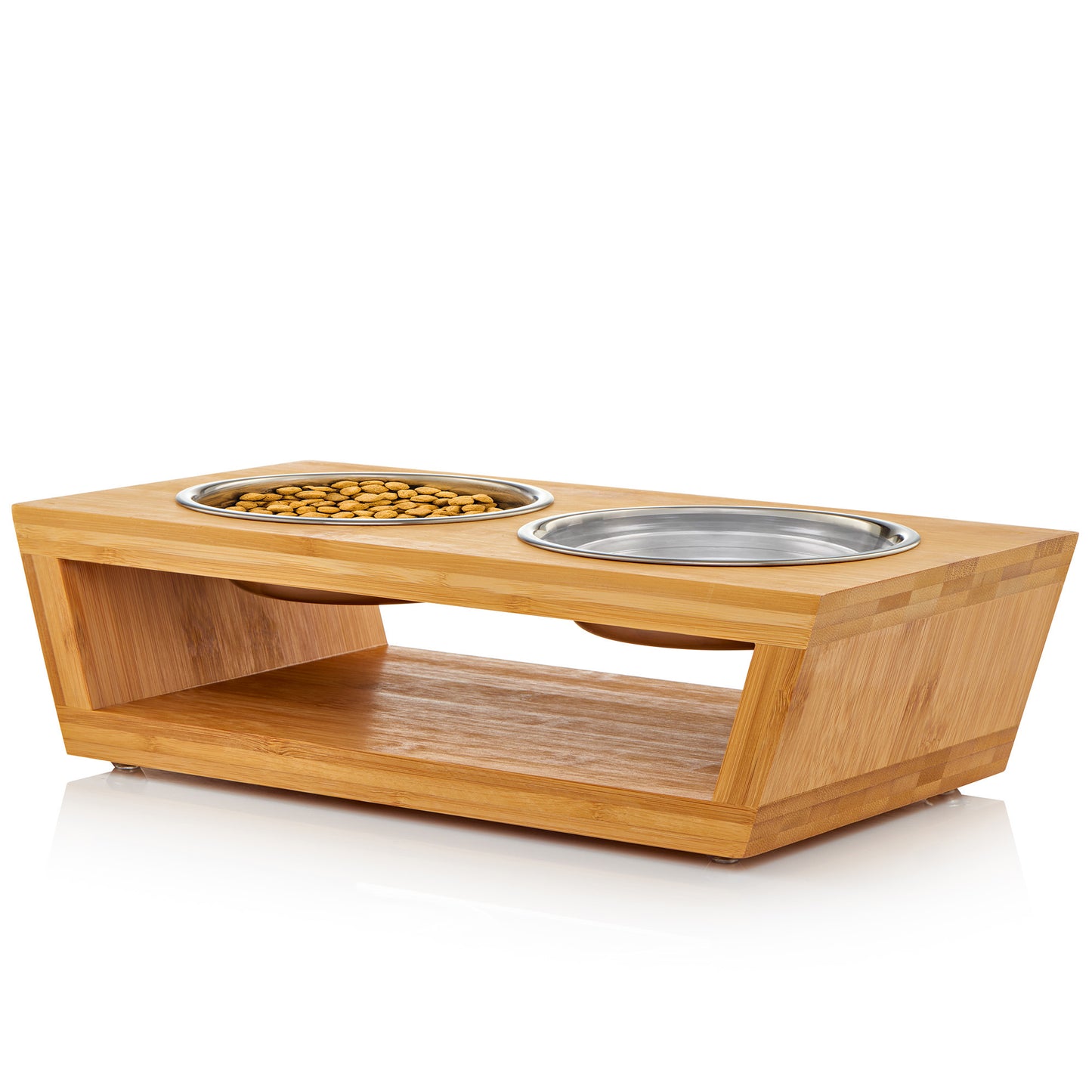 Pawfect Pets Elevated Dog Bowl Stand- 4” Raised Dog Bowl for Small Dogs and Cats. Pet Feeder with Four Stainless Steel Bowls.