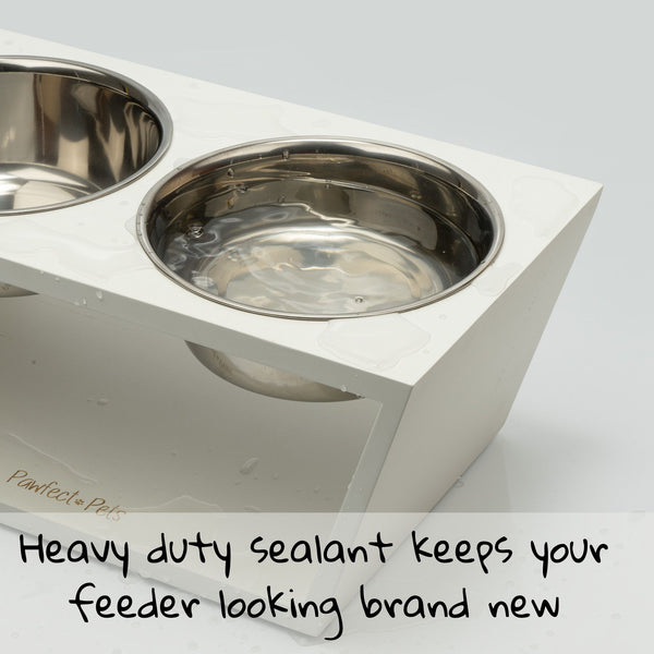 Elevated Dog Bowl Stand- 7" Raised Dog Bowl for Medium Dogs. Pet Feeder with Four Stainless Steel Bowls