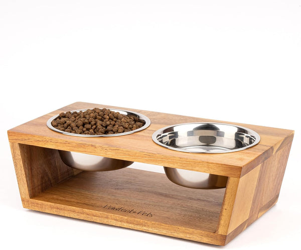 4” Raised Dog Bowls for Small Dogs and Cats. Elevated Dog Bowl Stand by Pawfect Pets. Pet Feeder Comes with Four Stainless Steel Dog Bowls