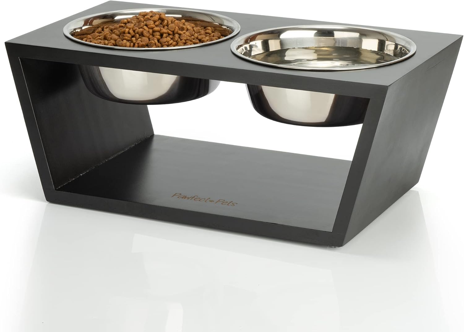 NICERINC Wall-Mounted Elevated Dog Feeder - Folding Stand With 2 Stainless Steel Bowls (44 Oz)