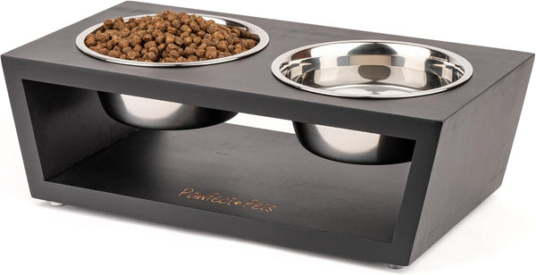 4” Raised Dog Bowls for Small Dogs and Cats. Elevated Dog Bowl Stand by Pawfect Pets. Pet Feeder Comes with Four Stainless Steel Dog Bowls