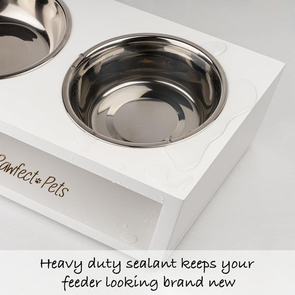 4” Raised Dog Bowls for Small Dogs and Cats. Elevated Dog Bowl Stand by Pawfect Pets. Pet Feeder Comes with Four Stainless Steel Dog Bowls