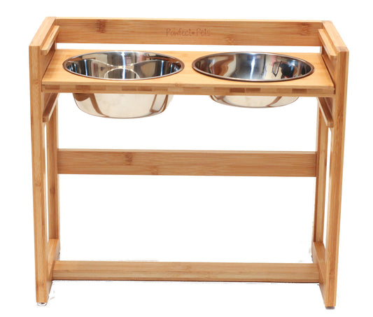 Adjustable Pet Dog Feeder, 12", 14" or 16" Tall Raised Dog Bowl Stand, Comes with Four Stainless Steel Dog Bowls